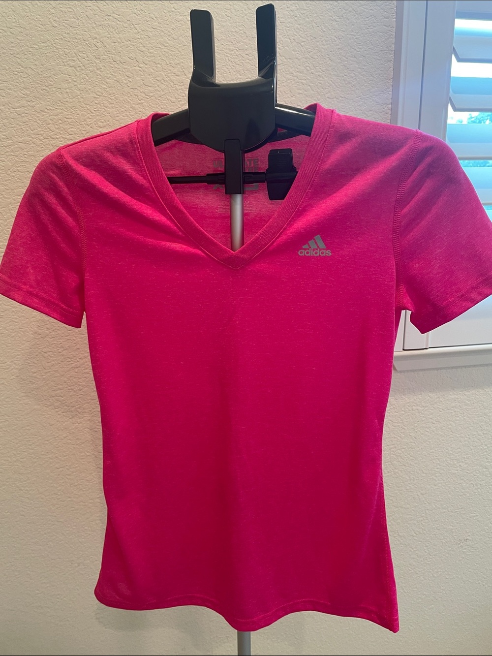 adidas Pink V-Neck Short Sleeve Tee